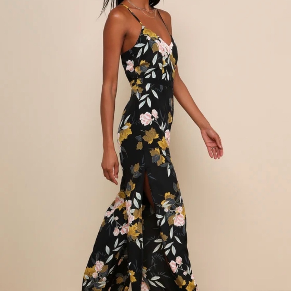 Lulus Floral Black Jumpsuit